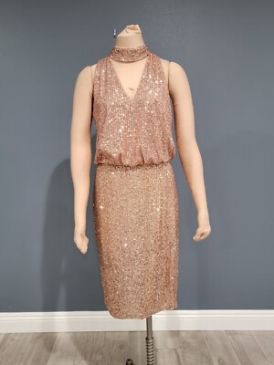 green emerald velvet dress Sequin V Neck Blouson Fit And Flare Rose Gold