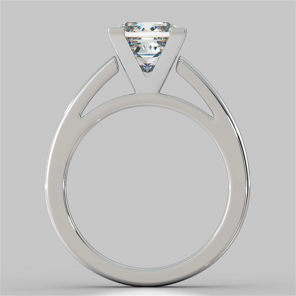 2.00 Ct Princess Cut Lab Created Diamond Engagement Ring 14K White Gold Size 7 - Image 4 of 4