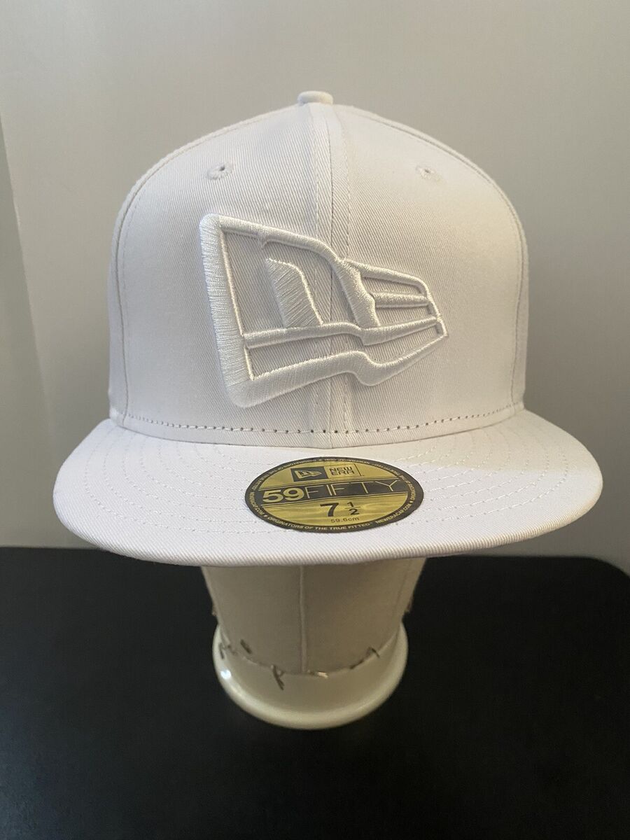New Era Logo 7 1/2 59Fifty New Era Hat Fitted Cap Men White New Era Logo 7 1/2 59Fifty New Era Hat Fitted Cap Men White