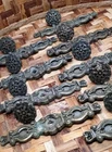 9 Sets Vintage Antique Brass HYER Ornate Cabinet Pulls w/ Back Plates 5¼" 18 Pc