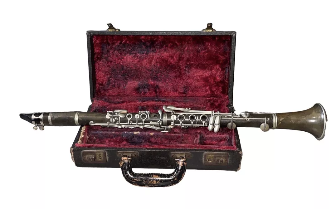 Vintage Wooden F.E. Olds Son Ambassador Silvertone Clarinet With