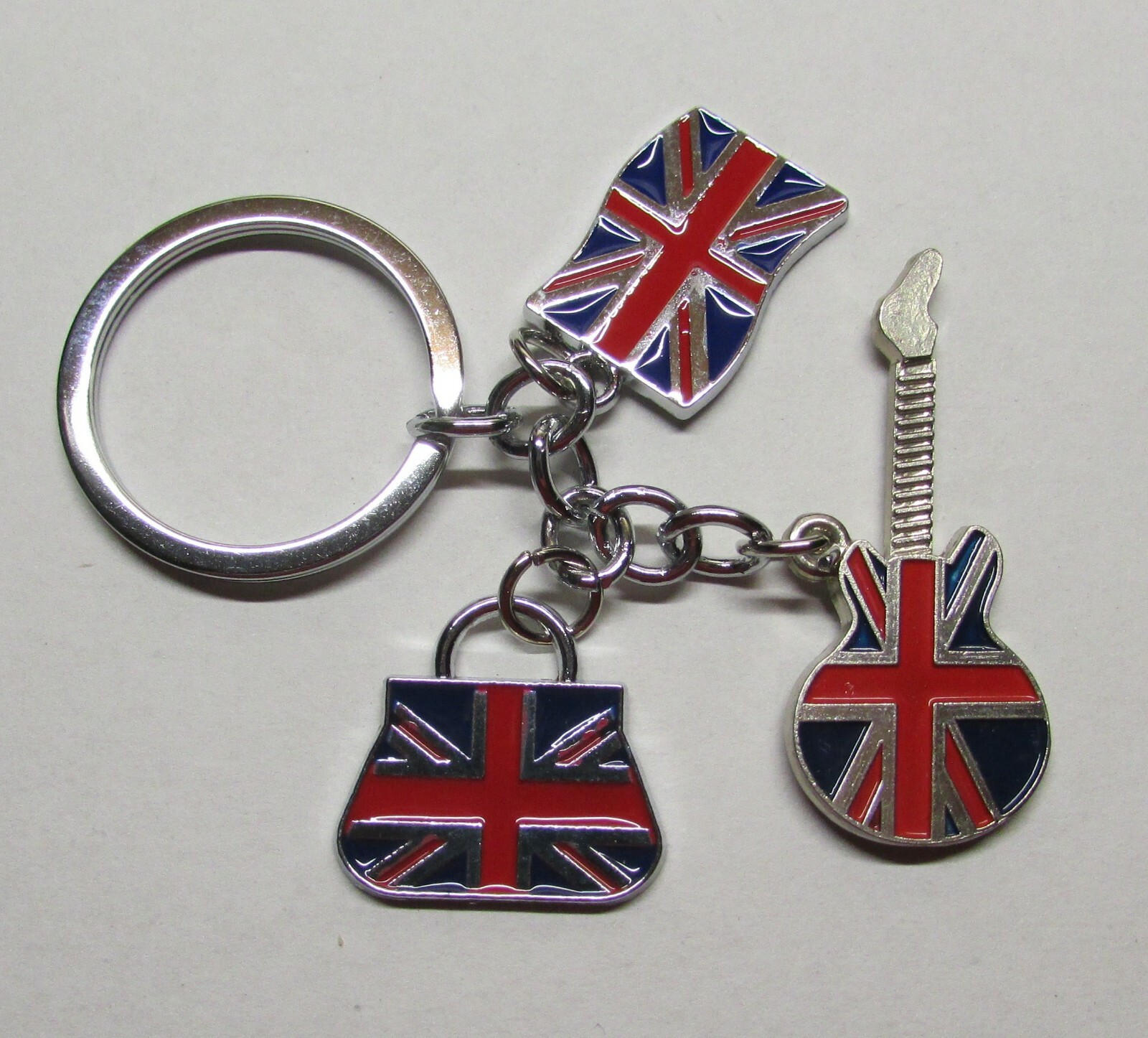 BRITISH Flag Handbag Guitar Metal Alloy KEY CHAIN Ring Keychain NEW | eBay