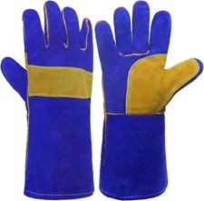 1 Pair One Size Royal Blue Protective Handling Gloves For Falconry Handler