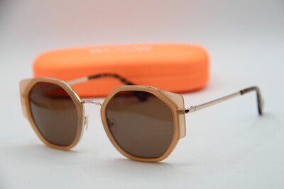 NEW WOOW SUPER EDGY 2 COL 0382 NUDE GOLD TORT TIPS SUNGLASSES W/CASE 52-20