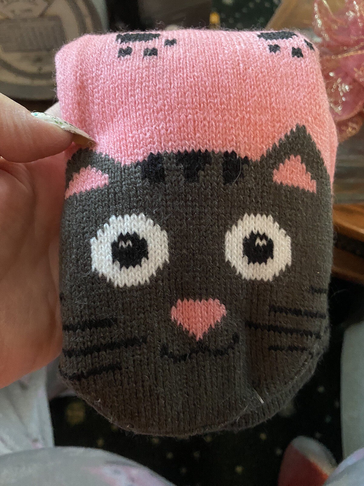 WOMANS SHERPA CRITTER HEAVY WINTER SOCKS CATS OSFM PINK AND GRAY NWT eBay
