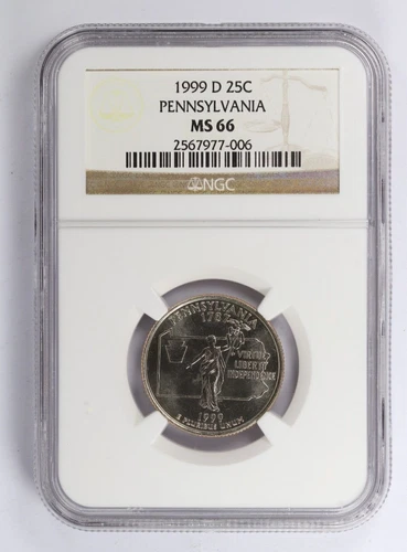 1999-D 25C Pennsylvania Statehood Quarter NGC MS66