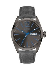 NEW-GUESS VERTIGO GRAY,GREY DIAL & LEATHER BAND,BLUE # & MARKINGS WATCH W0658G6