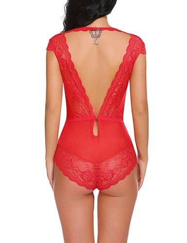 Women's Sexy Lingerie Lace Bodysuit One Piece Teddy Leotard Top Romper Jumpsuit - Picture 12 of 28