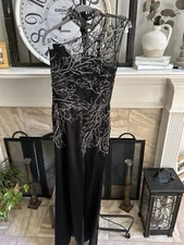 $1800 SHARON OSP Haute Couture black beaded gown maxi dress sz 6