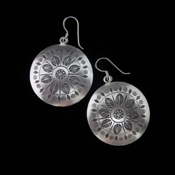 Thai Hill Tribe Earrings Fine Silver Ohrringe Silber Schmuck BOHO GYPSY ER146 - Image 2 of 4
