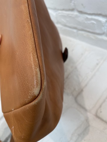 RARE VTG LANCEL LEATHER Bucket SHOULDER BAG PURSE Cognac Brown Camel Caramel - Picture 7 of 17