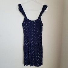 Madewell Women's Sz 2 Ruffle Strap Button Front Polka Dot Sundress Summer Resort