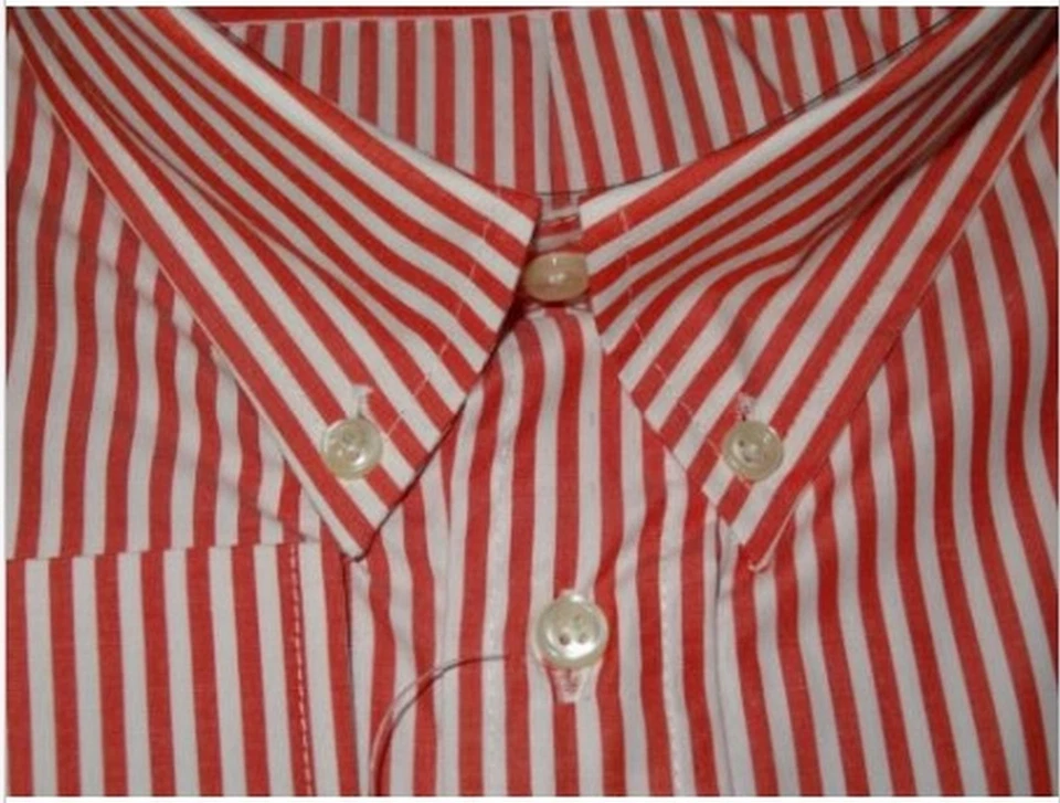 Camisa social masculina TRUE ROCK grande listras brancas/vermelhas mangas compridas JFK123 - Imagem 2 de 2