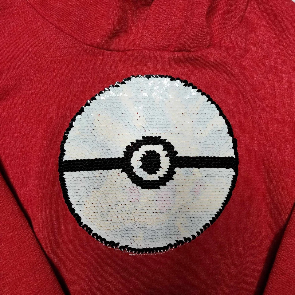 Pokemon Sudadera con Capucha Pikachu Lentejuelas Abatibles Pullover Sudadera Jóvenes Niñas Niños X-Pequeña Foto 4 de 4