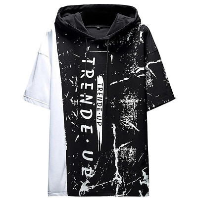 Mens T-Shirt Short Sleeve Hoodie Cotton Sweatshirts Moisture Unisex Hoodie tee