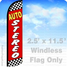 AUTO STEREO Windless Swooper Flag Feather Banner Sign 2.5'x11.5' rz