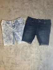 Girls Size 10 And 10 Wonder Nation Above The Knee Jean Shorts Dark Light Wash