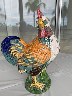 12 inch Handpainted Vintage Majolica Rooster  from Mexico