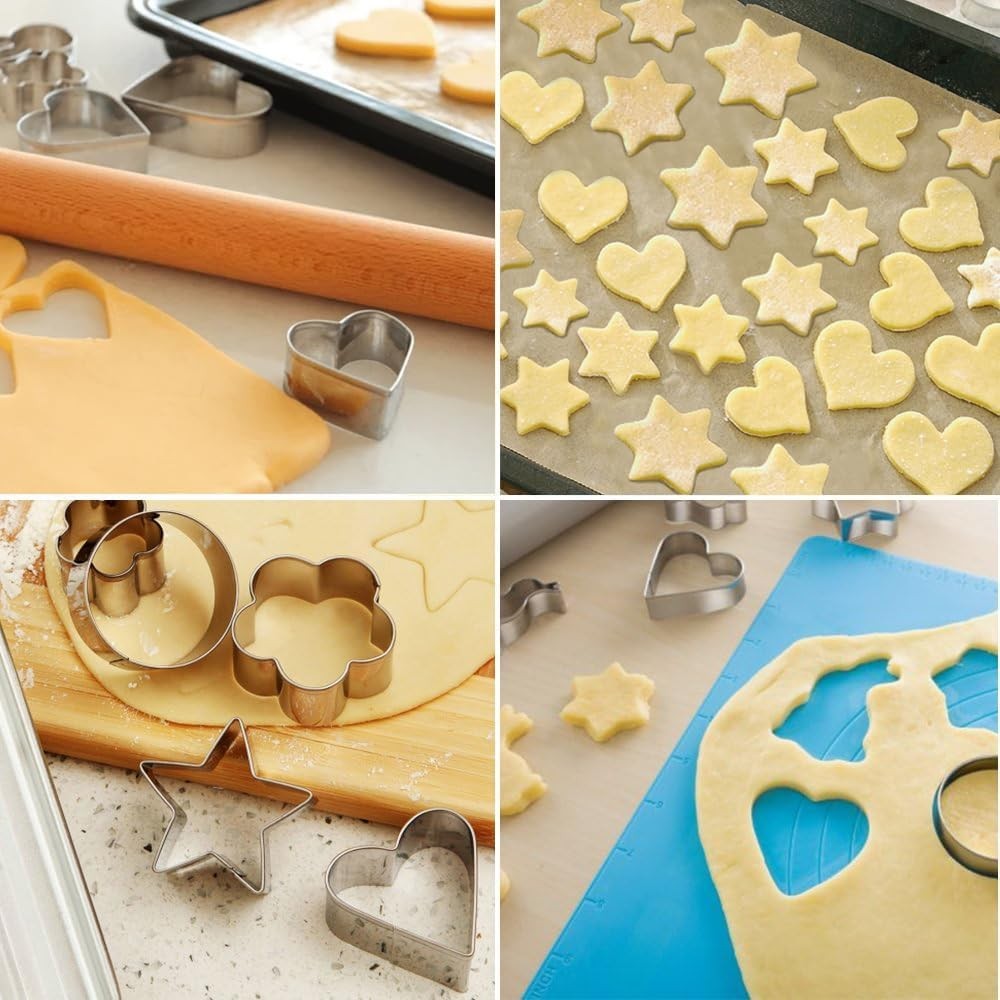 30Pcs Mini Cookie Cutter Set with Box, Small Stainless Steel Fruit Veggie Tiny 