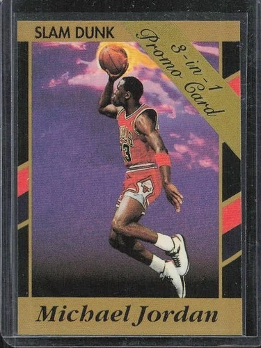 1990-91 Slam Dunk Michael Jordan 3 In 1 Promo Card Rare! Sharp.