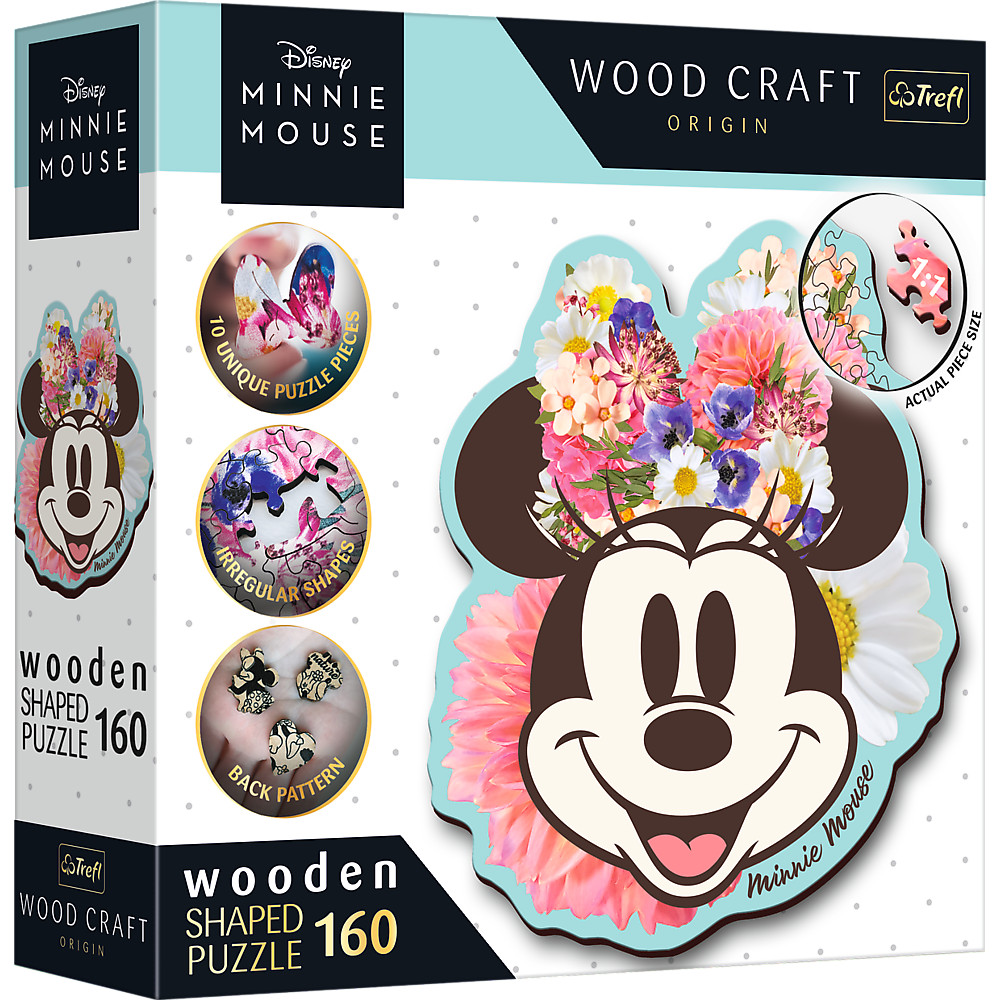 Trefl, Wood Craft, Stylische Minnie Maus, 160 Teile Holzpuzzle