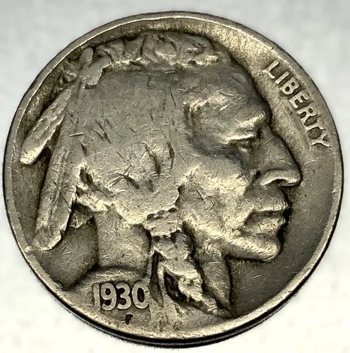 1930-S Buffalo Nickel 5C 5 Cents San Francisco Mint Fine Condition 2466