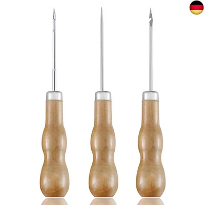 CUHZA Ahle Mit Holzgriff, 3 Stück Locher, Vorstecher mit Holzgriff, DIY Lederhandwerk