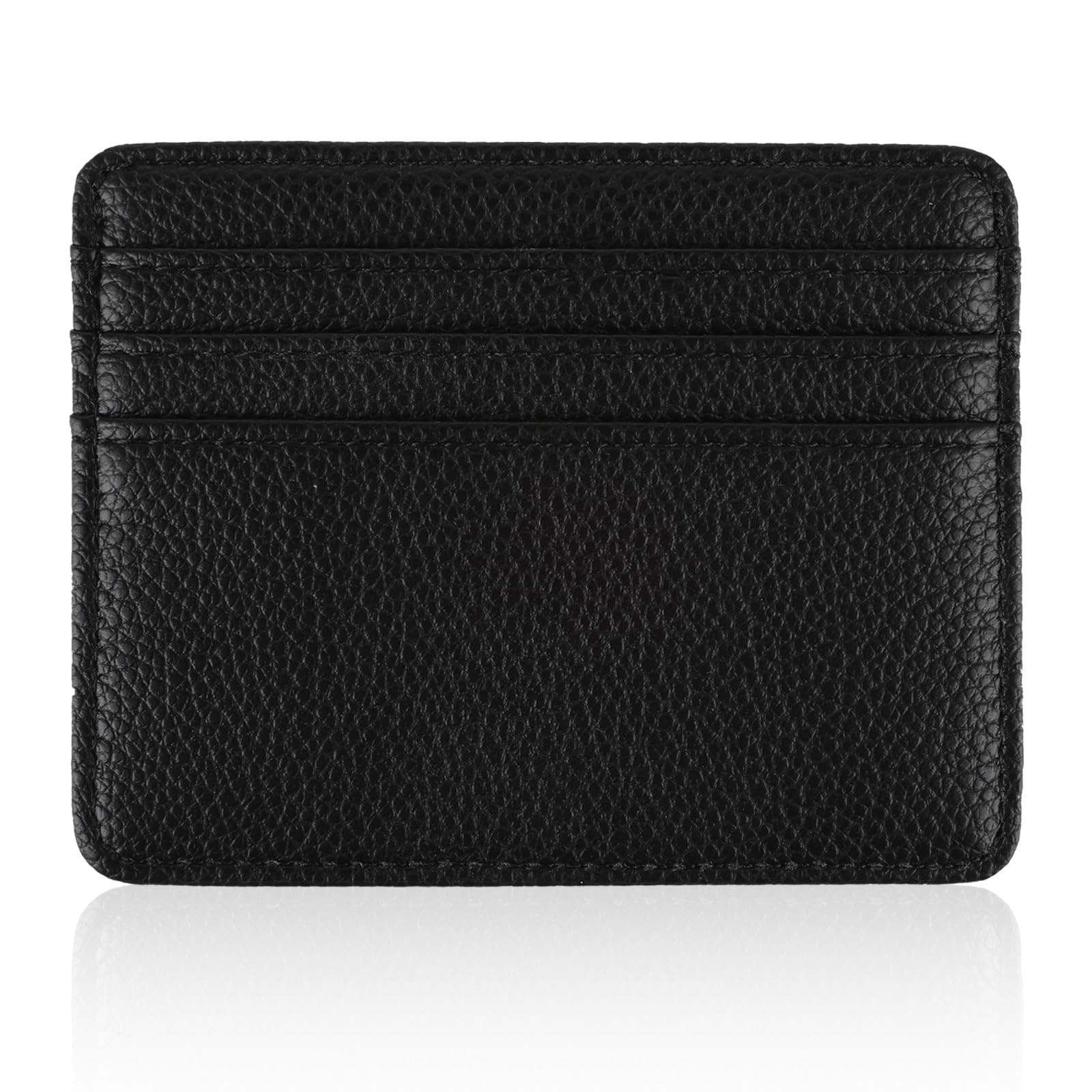 Leather Slim Credit Card 6 Slots Holder Black Card Holder Rfid Blocking Slim ...