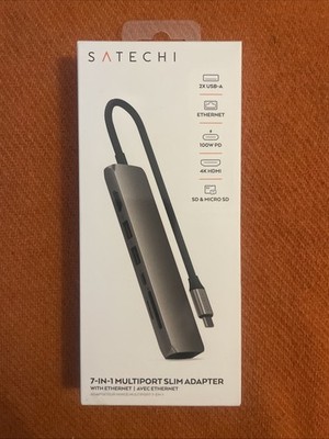 SATECHI 7-in-1 Multiport Slim Adapter w/ Ethernet MODEL ST-P7SM | GREY | $79.99