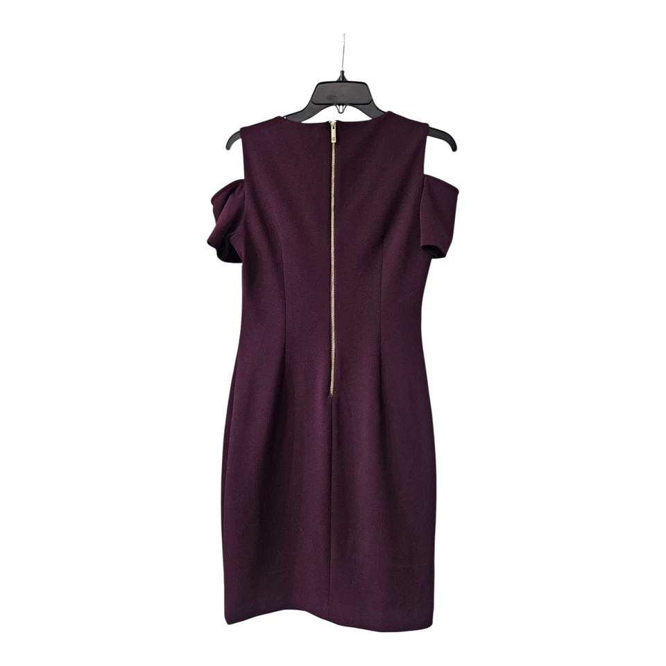 Vestido Tommy Hilfiger Talla 6 Vaina Púrpura Berenjena S/S Hombro Frío Cremallera Trasera Foto 2 de 4
