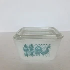 Pyrex Amish Butterprint Refrigerator Dish 501 Glass Lid MCM Vtg Turquoise READ