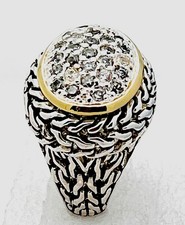 Sterling Silver 925 Gold Plated Accents 12.6 Gram 26 CZ Ring Size 7