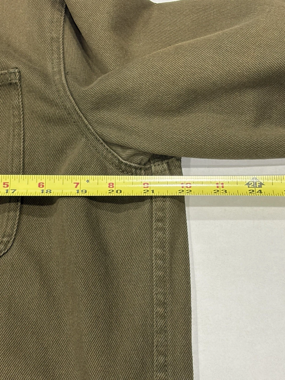 ALEX MILL Garment Dyed Work Jacket Chore Coat Recycled Denim Military Green L - product detail image 5