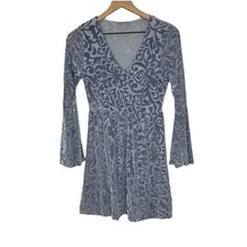 Y2k Charlotte Russe Dress Babydoll Bell Sleeve Medium Blue Velvet Fairy Romantic