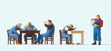 Preiser 10601 5 US Railway Workers w/Tables & Chairs HO Scale