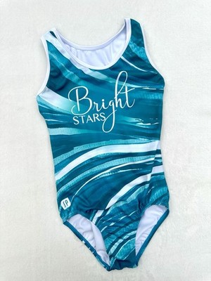 SYLVIA P. Leotard TEAL Gymnastics TANK Dance BRIGHT STARS Leo GK Girl s SIZE: 8