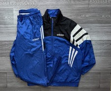 Rare Vintage 90s Adidas Striped Nylon Track Suit Pants Jacket Size L GB 44/46
