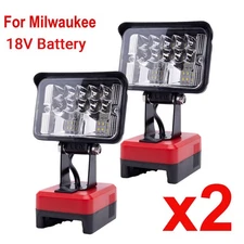 2PCS Wireless LED Work Light for Milwaukee 18V Battery w/USB Cordless Outdoor