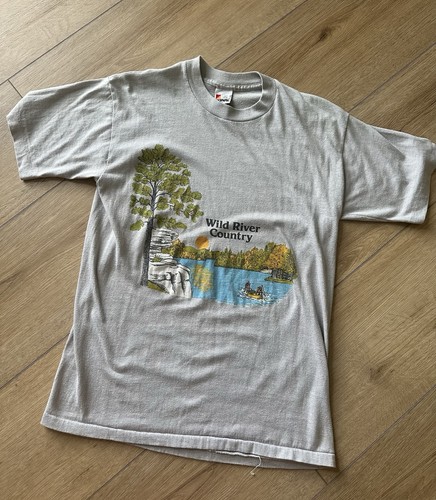 Vtg White River Country Tshirt Single Stitch USA Canoe Camp Forest Large 90s
