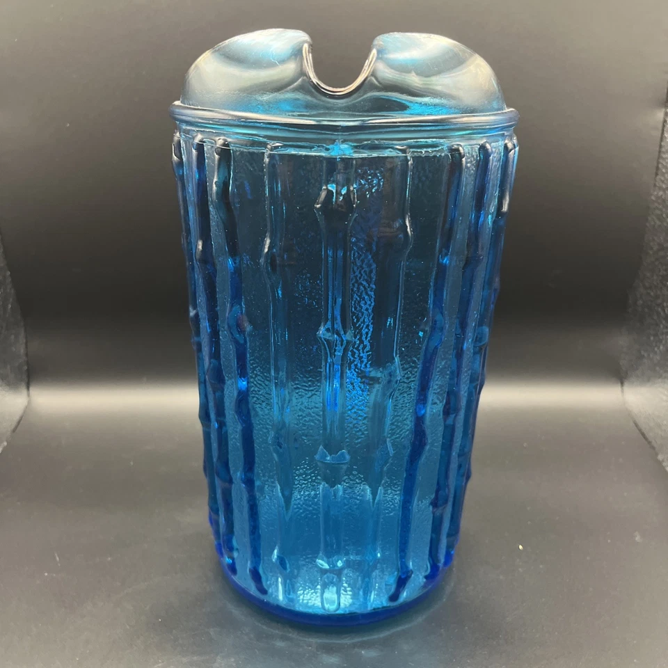 Jarra eléctrica Santorini azul láser bambú pagoda Anchor Hocking Foto 3 de 4