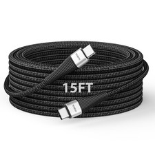 Extra Long USB C to C Cable 15FT 100W, C 15 ft - 1 Pack, Black