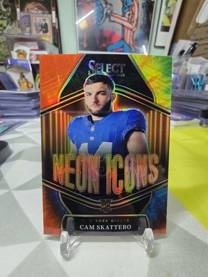 2025 Panini Select Cam Skattebo /25 Neon Icons Tie Dye Prizm Rookie #20 Giants 