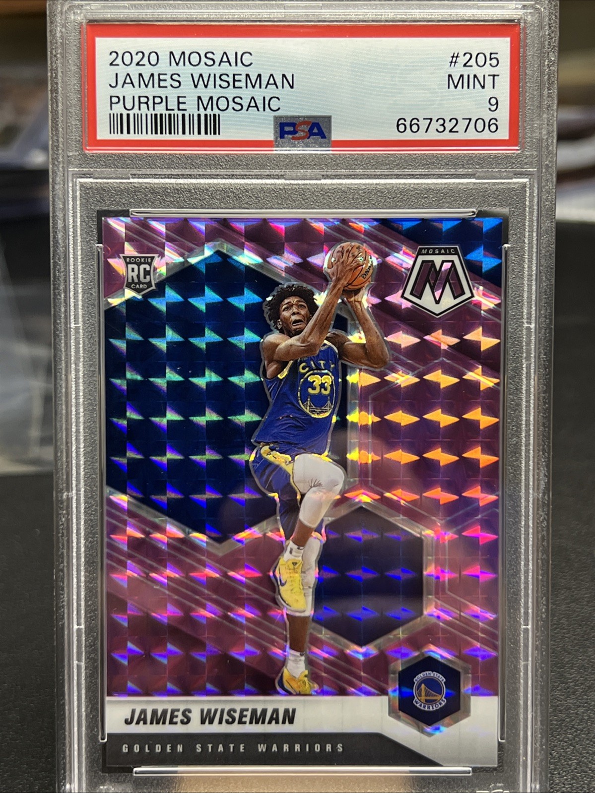 2020-21 Panini Mosaic Mosaic Purple #205 James Wiseman /49 ROOKIE RC WARRIORS A4