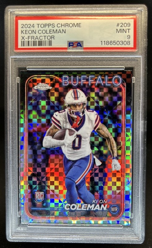 2024 Topps Chrome Keon Coleman RC X-Fractor Rookie #209 Bills PSA 9