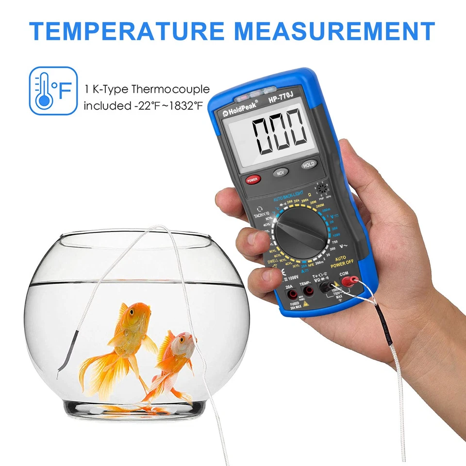 Auto Diagnostic Multimeter w/ NCV Backlight - RPM Dwell Angle Temp Voltage Teste Foto 2 de 4