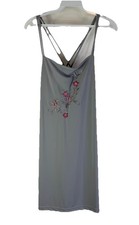 Vintage 90s Fairy Grunge Slip Dress Floral Applique USA Womens 11/12