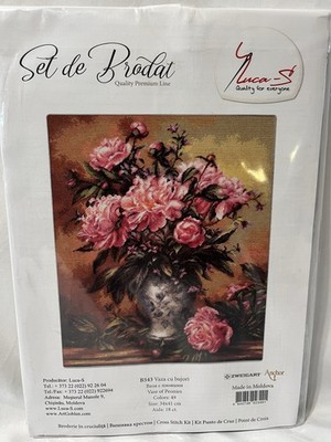 Luca-S Cross Stitch Kit Vase Of Peonies B543 Flower Arrangement