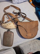 Possibles Bag , Black Powder , Muzzleloader horn ingraved,and flask vintage