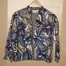 Alfred Dunner Petite Quilted Purple Blue Floral Blazer 12P