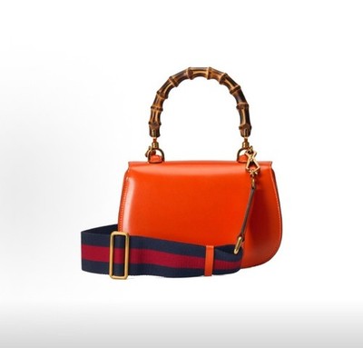 Gucci Bamboo 1947 Small Top Handle Shoulder Bag Orange Leather